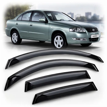 Дефлектори вікон для Nissan Almera classic (N17) 2006- / Аlmera II Sd (N16) 2000- 2006 Седан на скотчі (Acrylic) AMN10106
