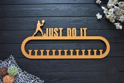 Медальниця із дерева Just do it "Великий теніс" під замовлення (МД0046)