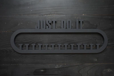Вешалка для медалей из дерева Just do it черная под заказ (МД0008)