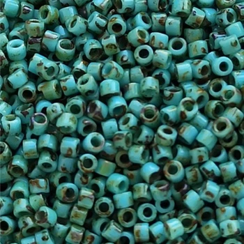 DB-2264 Бісер Miyuki Delica Beads 11/0 (непрозорий покриття пікассо мікс бірюзово-коричневий), 50 г