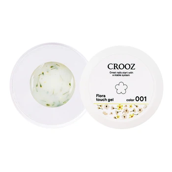 Гель для ногтей молочный Crooz Flora Touch Gel №1 с сухоцветами 15 мл