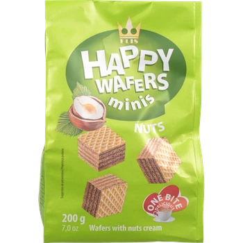 Вафлі FLIS Happy Wafers з начинкою лісовий горіх 200 г И964