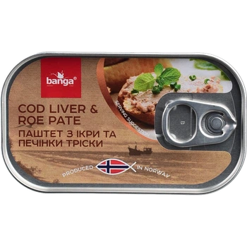 Паштет з печінки та ікри тріски Banga 100 г з/б И229