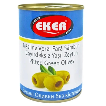 Оливки зелені без кісточок Eker Olives 300мл з/б И906