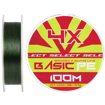 Шнур Select Basic PE 100m (темно-зелений) #1.7/0.20mm 28lb/12.7kg