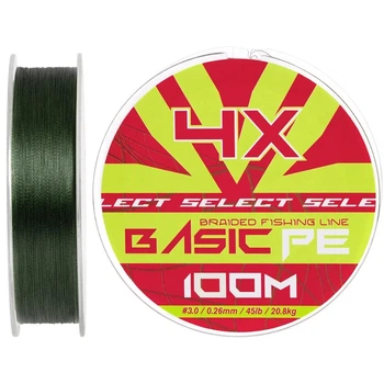 Шнур Select Basic PE 100m (темно-зелений) #3.0/0.26mm 45lb/20.8kg