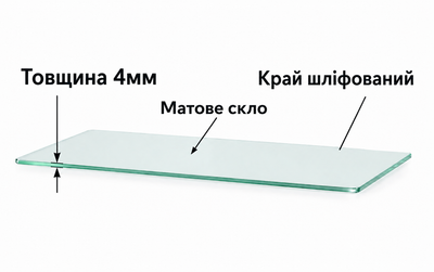 Полка стеклянная матовая 40х10см 4мм InMirror