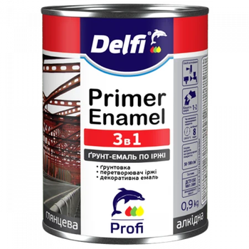 Грунт-емаль по іржі Delfi 3 в 1 2.8 кг сіра