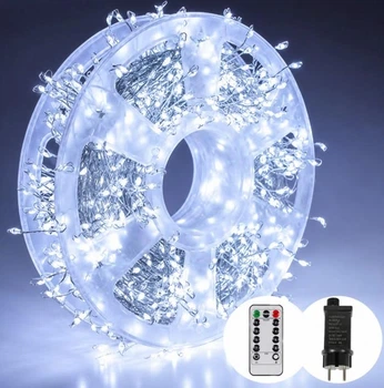Светодиодная гирлянда Роса-мишура 100 м, 3000 LED, 8 режимов, белый свет, прозрачный провод, 1974-03