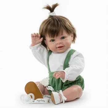 Іспанська Вінілова Лялька Дівчинка LAMAGIK Magic Baby 47 см Колекційний Новонароджений Пупс з Волоссям та Зеленими Очима з Ароматом Ванілі Paula