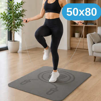 Килимок для скакалки 50×80 см — спортивний килимок для домашніх тренувань, темно-сірий KT9000281