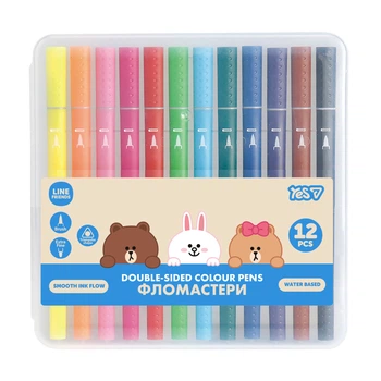 Набір маркерів двосторонніх YES Line Friends 650613 12 кольорів