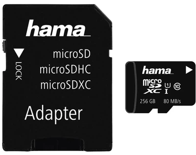 Karta pamięci Hama Memory Fast MicroSDXC 256 GB UHS-I U1 V10 A1 + adapter SD (00124171)