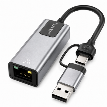 Адаптер мережевий USB-A + USB-C для підключення ноутбука, комп’ютера та планшета до дротового інтернету