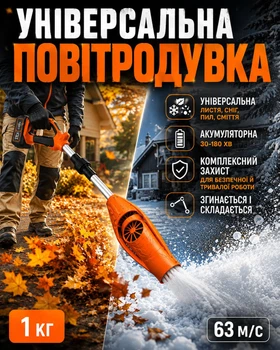 Акумуляторна електрична повітродувка для листя й снігу (ручна, портативна, садова)