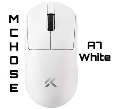 Игровая Мышка MCHOSE A7 Белая Беспроводная Трехрежимная 2.4G/Bluetooth/Кабель, 1000Hz, Батарея 100 Часов Работы, PAW3395, 26000 DPI, 56 Грам Легкая