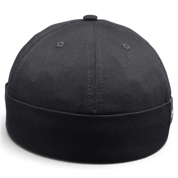 Шапка-кепка бини Docker Cap N.K.черная мужская летняя | Докерка без козырька из хлопка Cotton | Размер 56-58 регулируемый