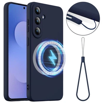 Защитный чехол Deexe Silicone Case with MagSafe для Samsung Galaxy S26 FE - Dark Blue