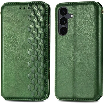 Чехол Deexe Rhombus Wallet для Samsung Galaxy S26 FE - Green
