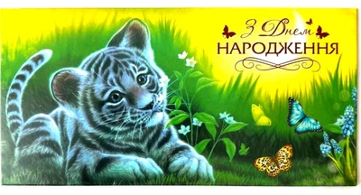 Конверт для грошей укрЗ Днем Народження! 10 штук (КПУ16-16) Мандарин (КПУ16-16)