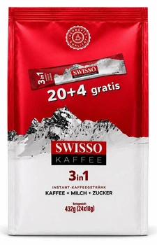 Кава розчинна Swisso Kaffee 3 в 1 у стіках 20+4 х 18 г