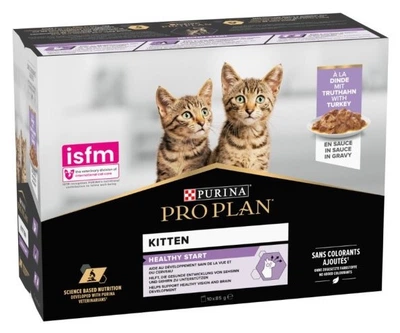 Упаковка влажного корма для котят Purina Pro Plan Kitten Healthy Start кусочки в соусе с индейкой 10 x 85 г (Мультипак)