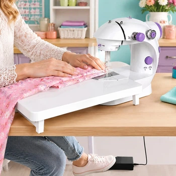 Портативна швейна машинка Mini Sewing SM202A зі складним столиком, педаллю та підсвічуванням