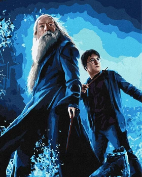 Картина за номерами Ideyka WB Harry Potter: Гаррі та Дамблдор з фарбами металік 40х50 см (KHO8739)