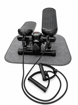 Степпер с эспандерами Scoopes BodyStep max 100 кг с ковриком черный