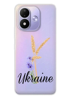 Xiaomi Redmi Note 17 прозорий силіконовий чохол iSwag з українським дизайном — українські волошки та пшениця (ISXRN17-85)