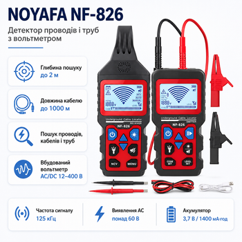 Детектор сканер тестер скрытой проводки NOYAFA NF-826 до 2 м в глубину 3,7 В