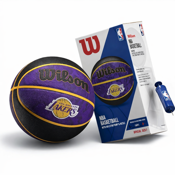 М'яч баскетбольний у подарунковій коробці + насос Wilson NBA TEAM TIEDYE BSKT LA LAKERS size 7 WZ4007803XP (Оригінал)