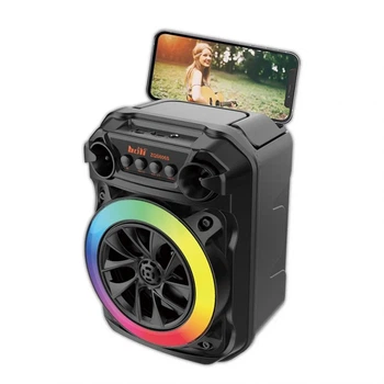 Портативна колонка Bluetooth 5W пластикова 165мм чорна з FM приймачем та караоке