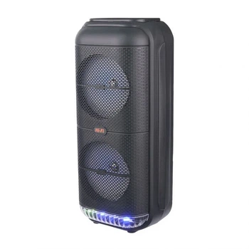 Портативная колонка Bluetooth 9W пластик 165 мм Черная с караоке и подсветкой