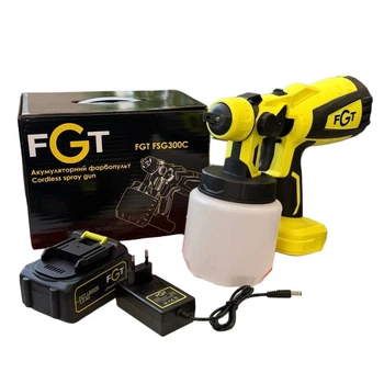 Аккамуляторный краскопульт FGT FSG300C (20V, 3Ah) щоточный портативный ручной АКБ ФГТ