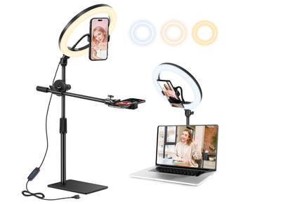 LED кольцевая лампа с держателем для телефона и штативом, настольная Ring Light с регулировкой яркости, для TikTok, YouTube, видео