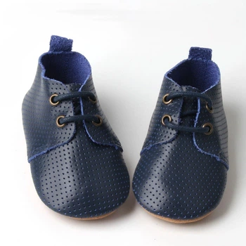 Туфлі BottiLion Baby Oxford з натуральноі шкіри з перфорацією, внутрішня устілка 12 см ( 12-18 місяців), сині