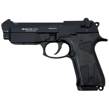 Сигнально-стартовый пистолет BLOW F-90, 17+1/9 mm (Black/Black Grips) add 1 magazine.