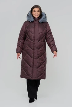 Зимовий жіночий пуховик великого розміру UF-Fashion LR-33-мех 52 бордовий