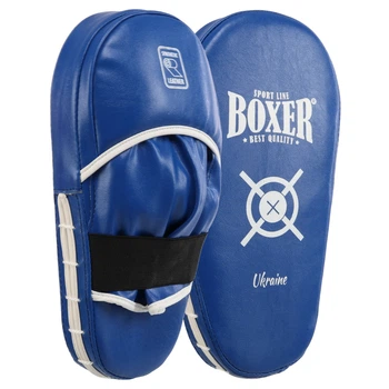 Лапа боксерська пряма тренувальна шкірвінілова 2 шт BOXER NEW 2008-N Синій, розмір 38x18x4,5 см