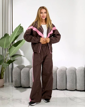 Жіночий костюм з контрастними вставками (кофта+штани) Uaclothes M-L Капучино (like39309-197461375)