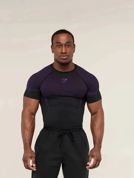 Футболка GYMSHARK чорний з фіолетовим M