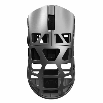 Игровая беспроводная мышь ATK Fierce X Silver Gray из магниевого сплава, сенсор PAW3950 Ultra, (2,4\Bluetooth\USB), 42000 DPI, 800