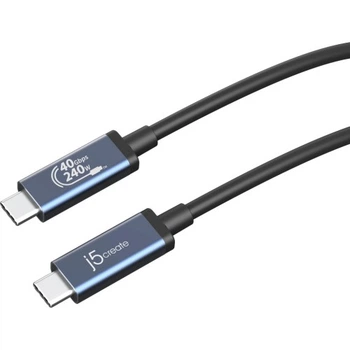 Дата кабель USB-C to USB-C 0.8m USB4 40Gbps 240W (48V/5A) 8K60Hz premium J5create (JUC29L08-N) J5create JUC29L08-N 1070065