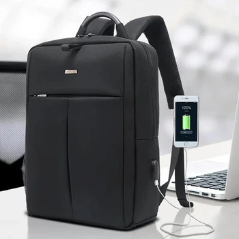 Рюкзак для ноутбука с USB-портом для зарядки, 40х30х12см, Черный / Городской рюкзак для ноутбука
