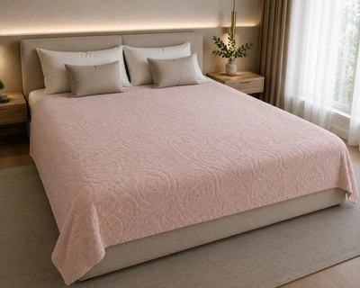Простирадло махрове жакардове Parisa Home 150х200 щільність 400 г/м2 персикове