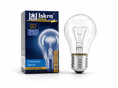 Лампа накаливания ISKRA 60 Вт E27 в индивидуальной упаковке ISK-GLS-60W-E27-BOX