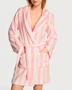 Халат Victoria's Secret Iconic Stripe флісовий смужка крила класичний плюшевий Short Cozy Robe M/L