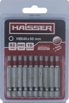 Набор бит HAISSER - HЕХ4 х 50мм, набор 10шт., блистер (81356)