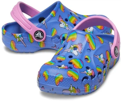 Дитячі крокси для дівчинки Crocs Baya Seasonal Graphic Clog Kids Lapis Multi (27-28, світло синій)